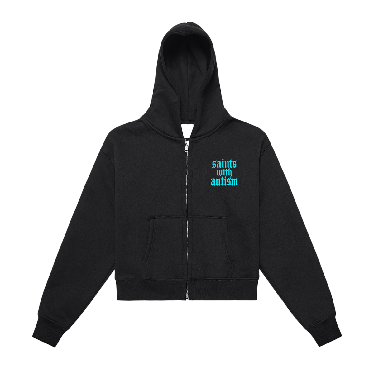 Fleeced "cheetah SYLAC" Zip-Up Cropped Hoodie