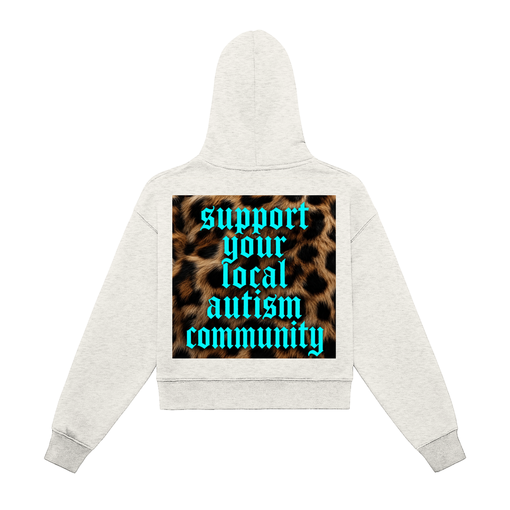 Fleeced "cheetah SYLAC" Zip-Up Cropped Hoodie