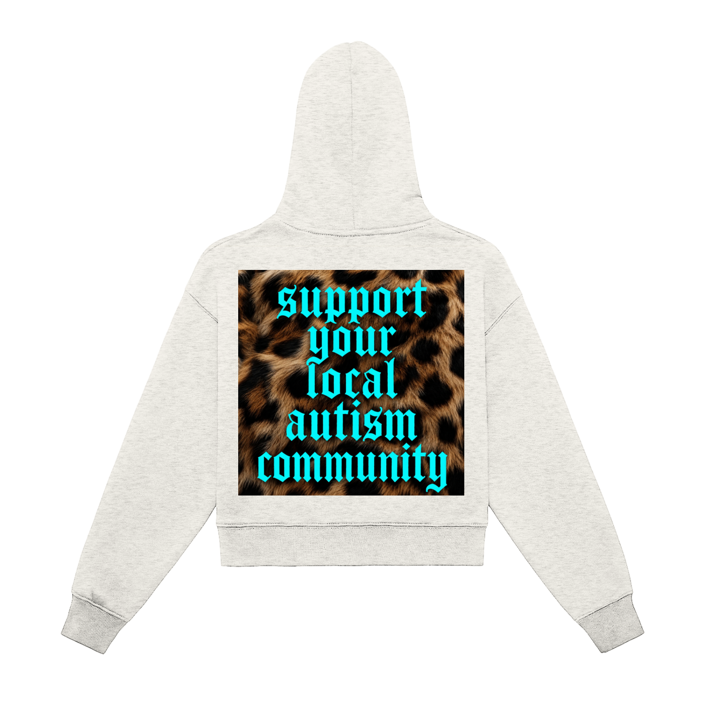 Fleeced "cheetah SYLAC" Zip-Up Cropped Hoodie