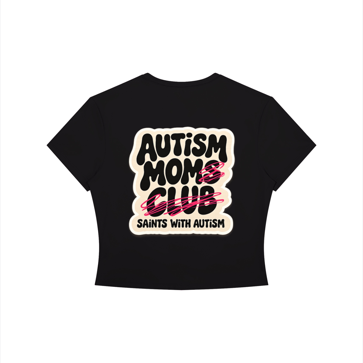 Women's "autism moms club" Crewneck Crop T-Shirt