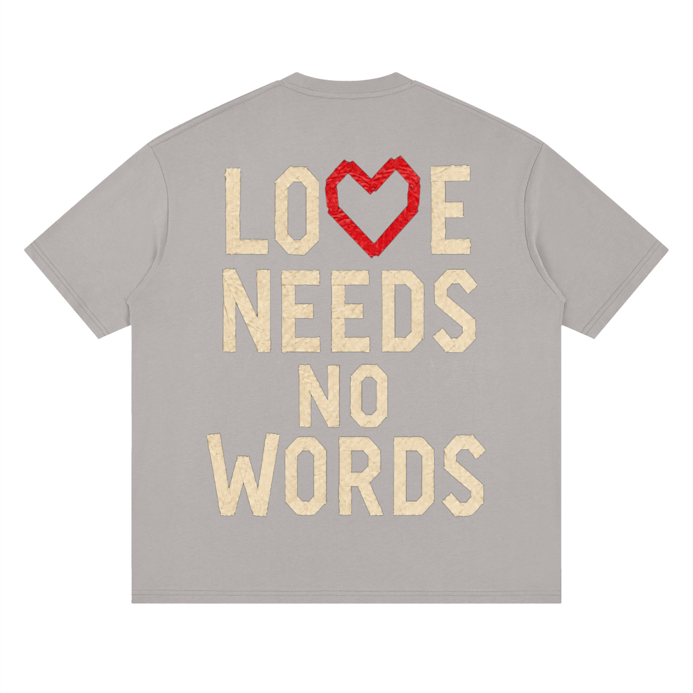 Streetwear "Heart love needs no words" Loose Drop Shoulder T-Shirt