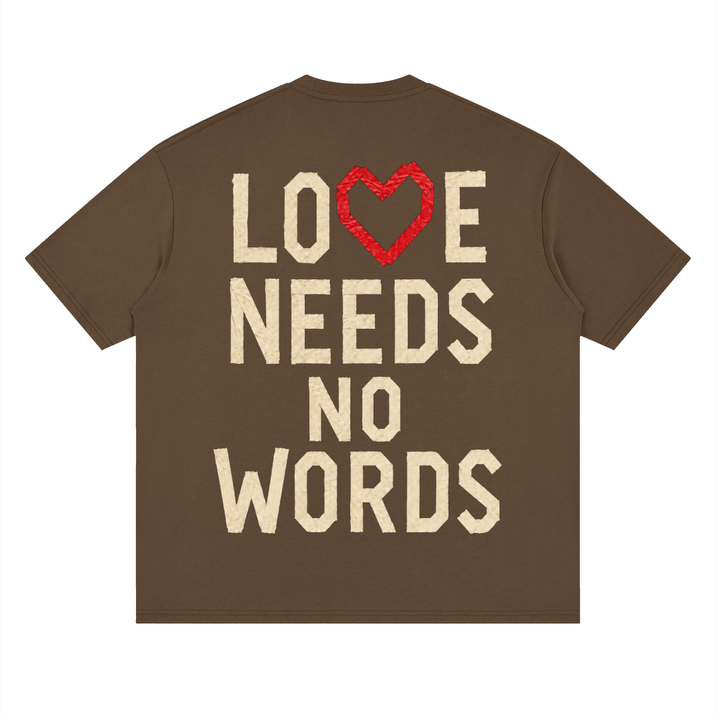 Streetwear "Heart love needs no words" Loose Drop Shoulder T-Shirt
