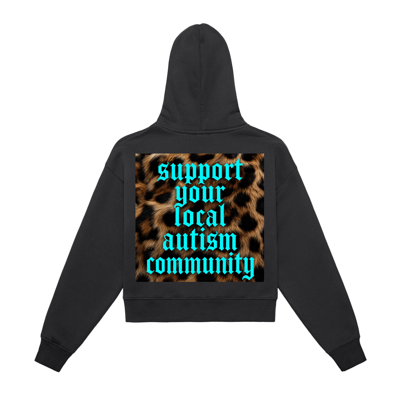 Fleeced "cheetah SYLAC" Zip-Up Cropped Hoodie