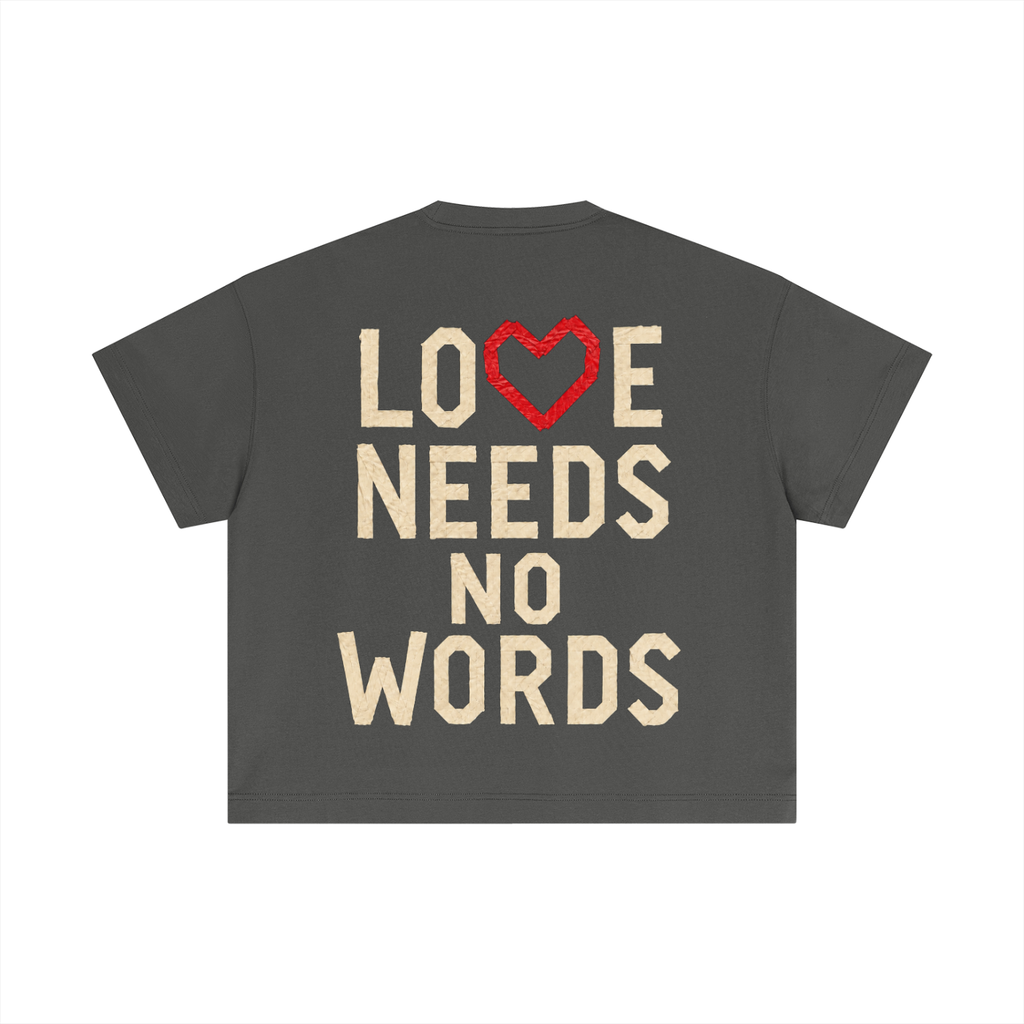 Women's "heart love needs no words" Essential Cotton Boxy T-Shirt