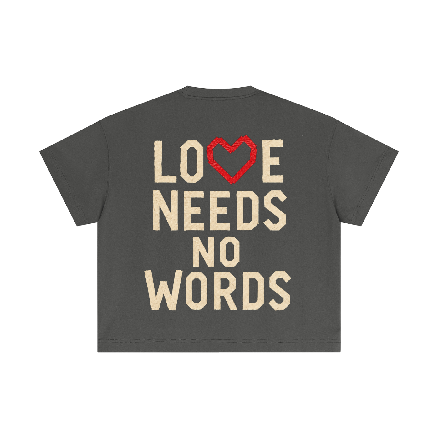 Women's "heart love needs no words" Essential Cotton Boxy T-Shirt