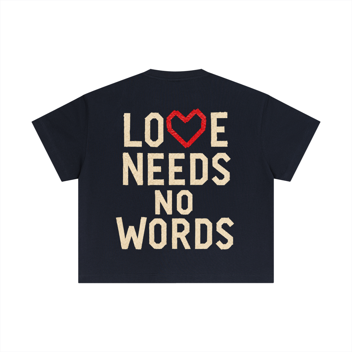 Women's "heart love needs no words" Essential Cotton Boxy T-Shirt