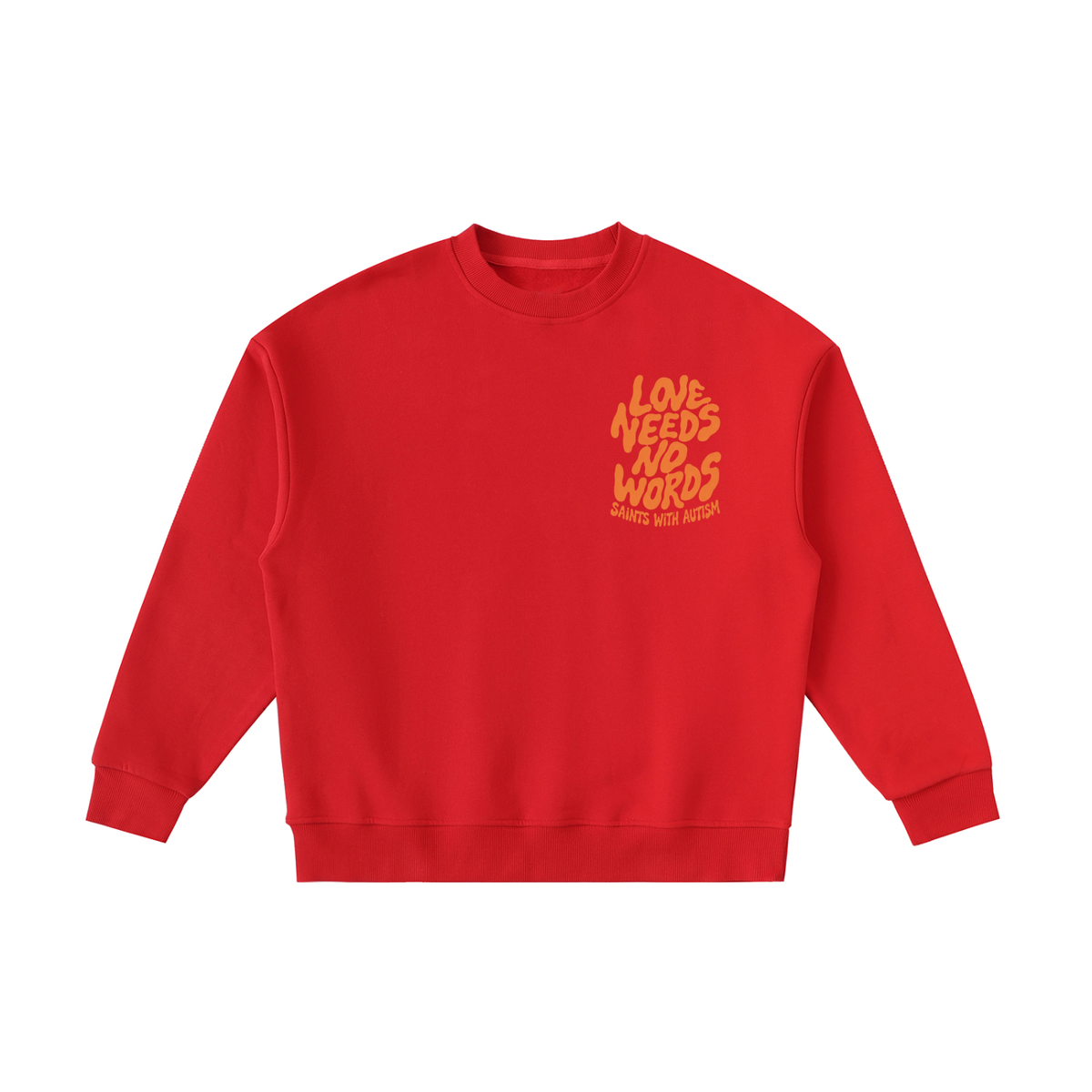 Kids "love needs no words" Essential Fleece Crewneck Sweatshirt