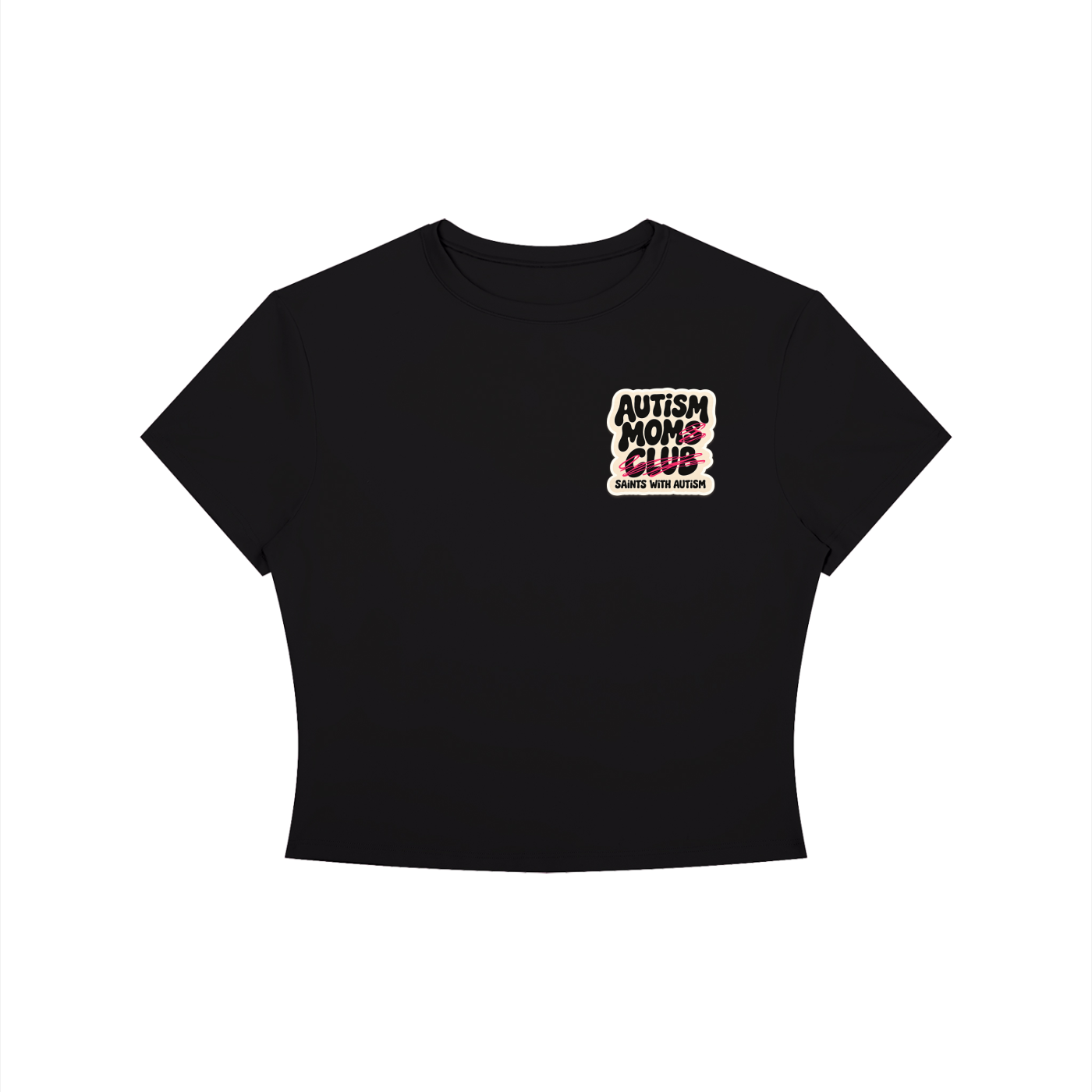 Women's "autism moms club" Crewneck Crop T-Shirt